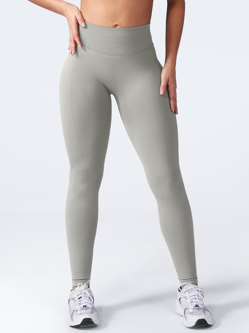 VOYJOY Women Seamless Impact Leggings Scrunch Workout Leggings Medium Waist Tummy Control Butt Lifting Gym Yoga Pants Light Grey XL - Image 3