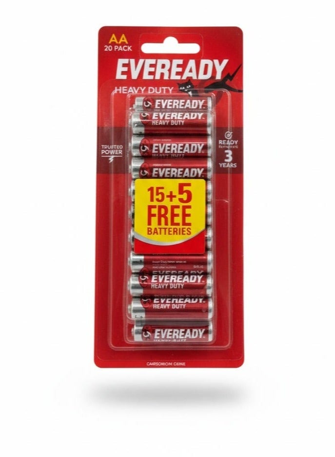 إفريدي بطاريات Eveready AA القلوية – عبوة 20 حبة  طاقة طويلة الأمد - Image 1