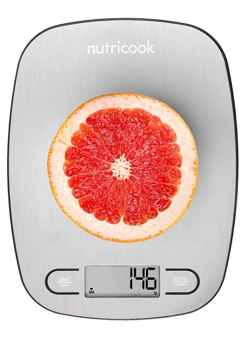 nutricook - Nutricook Digital Kitchen Scale Eko, 5Kg Capacity, Stainless Steel Food Scale For Baking And Cooking - 4 Weighing Sensors, Tare/Zero, Auto-Off & Auto Calibrate Function - Image 1