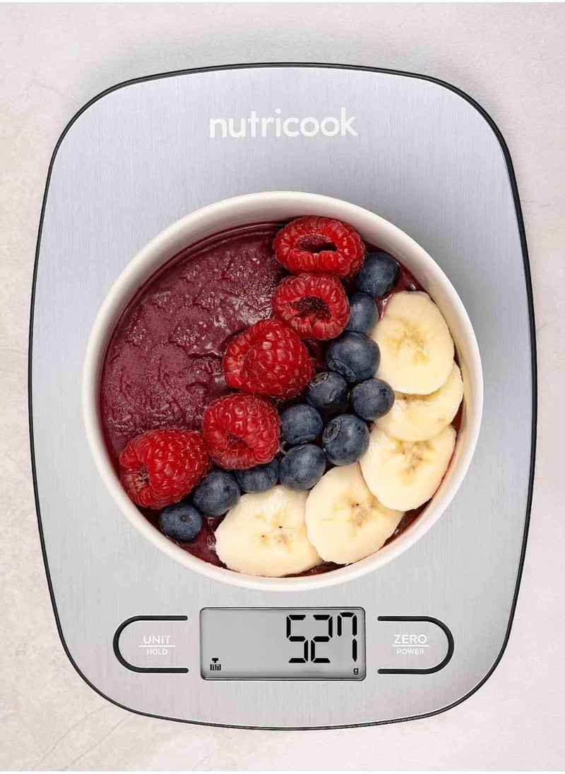 nutricook - Nutricook Digital Kitchen Scale Eko, 5Kg Capacity, Stainless Steel Food Scale For Baking And Cooking - 4 Weighing Sensors, Tare/Zero, Auto-Off & Auto Calibrate Function - Image 1