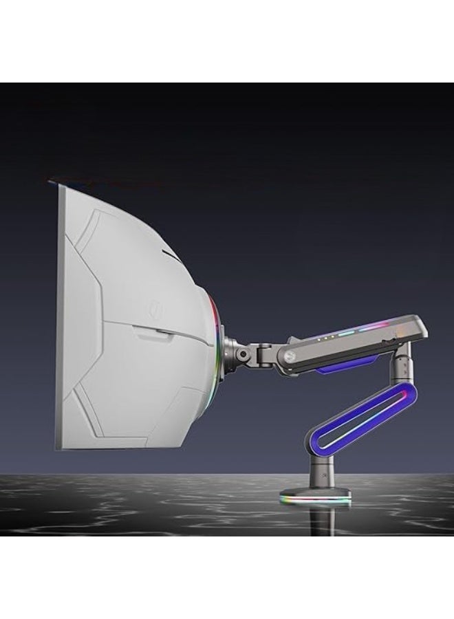 Gaming and Office Monitor Arm with Built-In Light, Heavy-Duty Display Mount for Large Screens, Adjustable Viewing Positions - Image 2