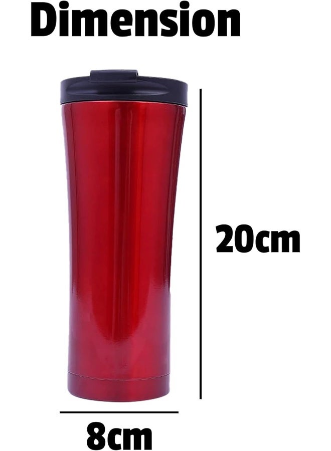 BS B&S Stainless Steel Tumbler Flask Bottle with Plastic Lid | Vacuum Insulated Beverage Bottle | Leak-Proof Insulated Double Wall | 12 Hours Hot and Cold Water Bottle | Vacuum Flask 500ML (Red) - Image 4