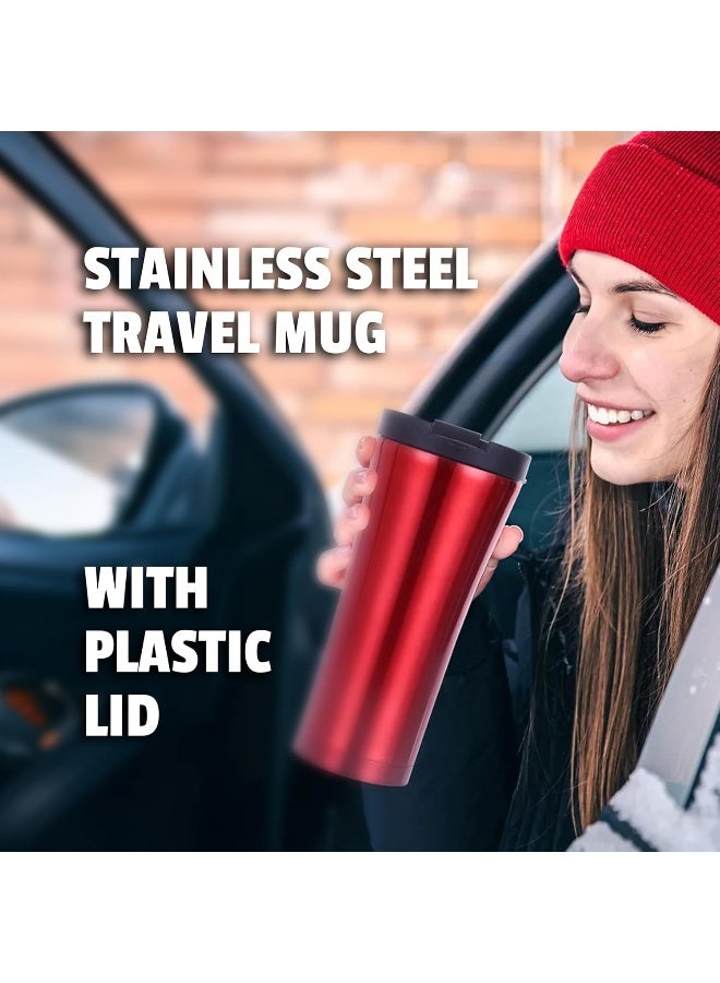 BS B&S Stainless Steel Tumbler Flask Bottle with Plastic Lid | Vacuum Insulated Beverage Bottle | Leak-Proof Insulated Double Wall | 12 Hours Hot and Cold Water Bottle | Vacuum Flask 500ML (Red) - Image 5