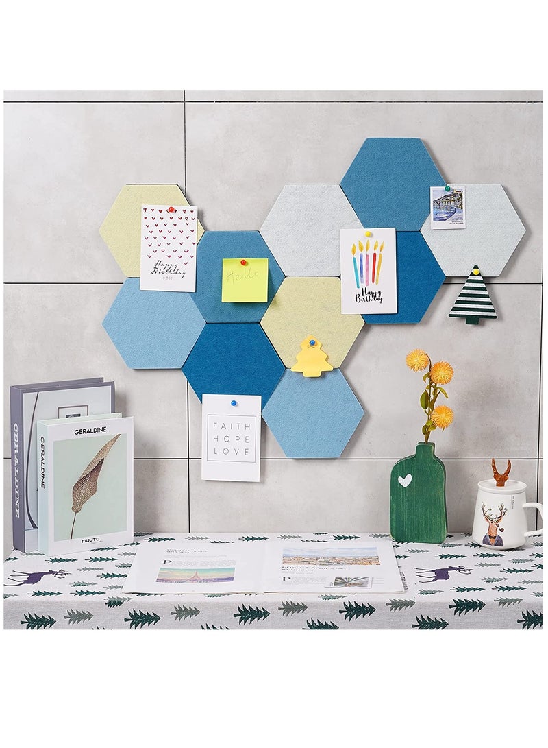Generic Self Adhesive Hexagon Felt Bulletin Board Tiles 10 Pack 15cm Perfect for Photos Memos Wall Decor  - Image 4