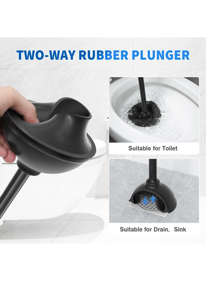 LOVLOY Toilet Plunger and Brush, Silicone Bowl Brush and Heavy Duty Toilet Plunger Set with Ventilated Holder, 2-in-1 Toilet Brush and Plunger Combo for Bathroom Cleaning (Black, 1 Set) - Image 3