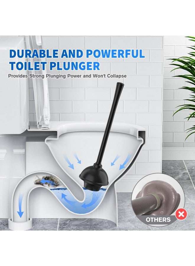 LOVLOY Toilet Plunger and Brush, Silicone Bowl Brush and Heavy Duty Toilet Plunger Set with Ventilated Holder, 2-in-1 Toilet Brush and Plunger Combo for Bathroom Cleaning (Black, 1 Set) - Image 2