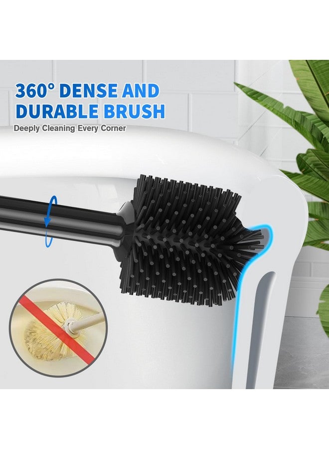 LOVLOY Toilet Plunger and Brush, Silicone Bowl Brush and Heavy Duty Toilet Plunger Set with Ventilated Holder, 2-in-1 Toilet Brush and Plunger Combo for Bathroom Cleaning (Black, 1 Set) - Image 4