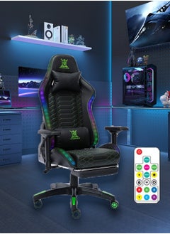 HQ-GAMING Gaming Chair with LED Light RGB Gaming Chair with Footrest Large Ergonomic Computer Desk Chair Video Game Chair  - Image 1