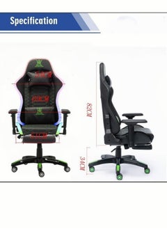 HQ-GAMING Gaming Chair with LED Light RGB Gaming Chair with Footrest Large Ergonomic Computer Desk Chair Video Game Chair  - Image 2
