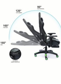 HQ-GAMING Gaming Chair with LED Light RGB Gaming Chair with Footrest Large Ergonomic Computer Desk Chair Video Game Chair  - Image 5