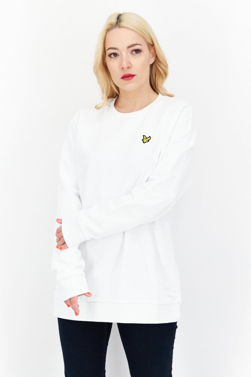 Lyle & Scott Women Crew Neck Embroidered Logo Sweatshirt, White - Image 1