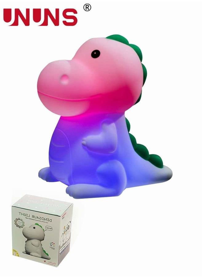 UNUNS Night Light for Kids,LED Bicolor Silicone Dinosaur Light,8 Color USB Rechargeable Table Lamp,Room Decor,Portable Baby - Image 3
