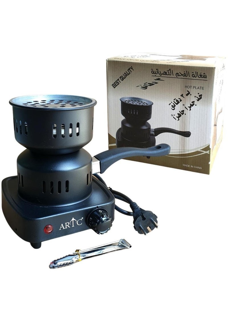 اي ار تي سي شواية فحم كهربائية ARTC بقوة 1000 واط مع لوحة تسخين كهربائية ومفتاح تحكم ذكي في الحرارة وملقط مجاني - موقد فحم سريع للشواء والتخييم الداخلي والخارجي والمطاعم والمقاهي والاستخدام المنزلي والمكتبي - Image 2
