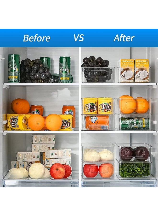 Snazzy Snazzy Plastic Kitchen Storage Container Bins with Handles -Organization in Pantry, Cabinet, Refrigerator or Freezer Shelves - Food Organizer for Fruit, Yogurt, Squeeze Pouches - 2 Pack - Clear  - Image 5