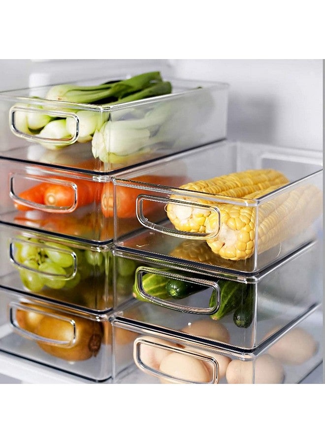 Snazzy Snazzy Plastic Kitchen Storage Container Bins with Handles -Organization in Pantry, Cabinet, Refrigerator or Freezer Shelves - Food Organizer for Fruit, Yogurt, Squeeze Pouches - 2 Pack - Clear  - Image 4