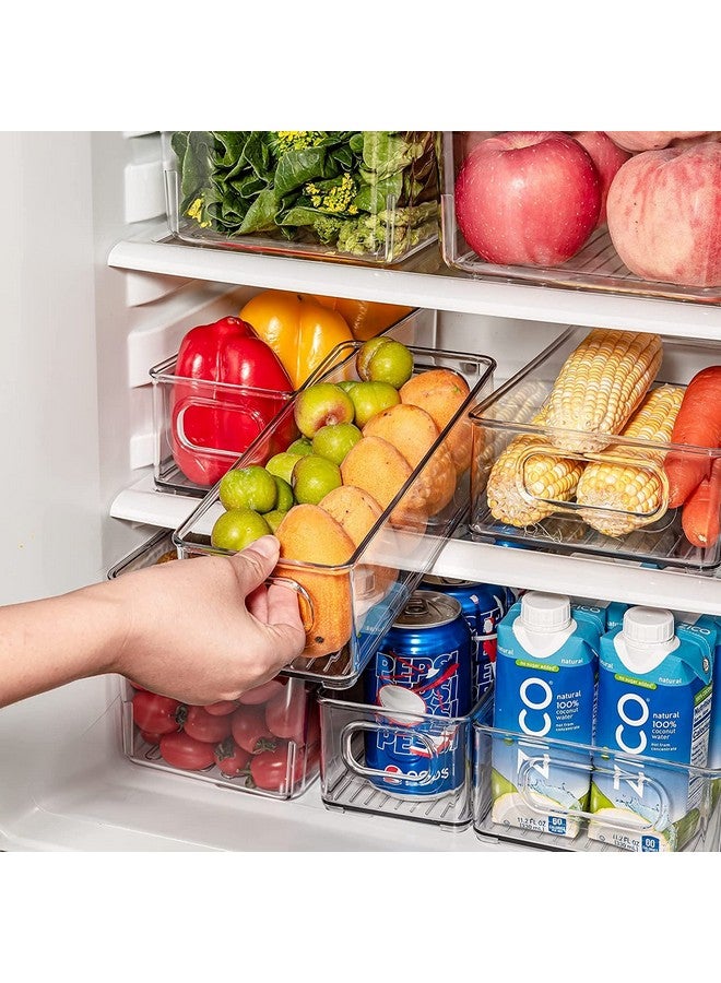 Snazzy Snazzy Plastic Kitchen Storage Container Bins with Handles -Organization in Pantry, Cabinet, Refrigerator or Freezer Shelves - Food Organizer for Fruit, Yogurt, Squeeze Pouches - 2 Pack - Clear  - Image 3