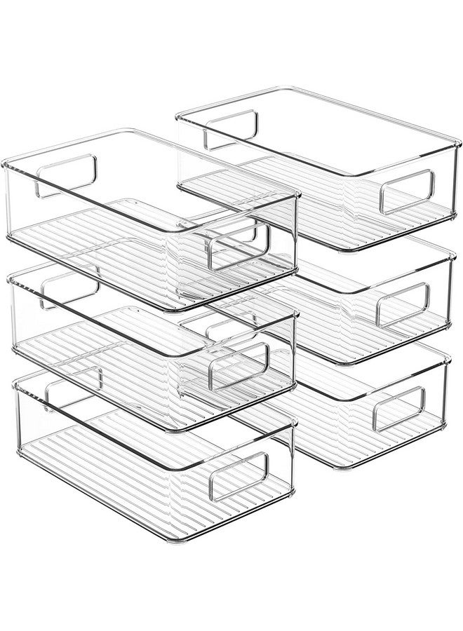 Snazzy Snazzy Plastic Kitchen Storage Container Bins with Handles -Organization in Pantry, Cabinet, Refrigerator or Freezer Shelves - Food Organizer for Fruit, Yogurt, Squeeze Pouches - 2 Pack - Clear  - Image 1