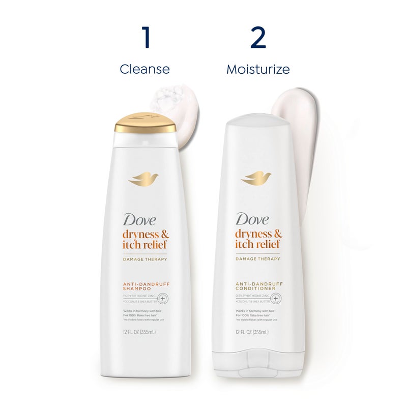 Dove Damage Therapy Derma Conditioner Dryness + Itch for Flaky Scalp with Pyrithione Zinc and Coconut Oil 12 Fl Oz - Image 5