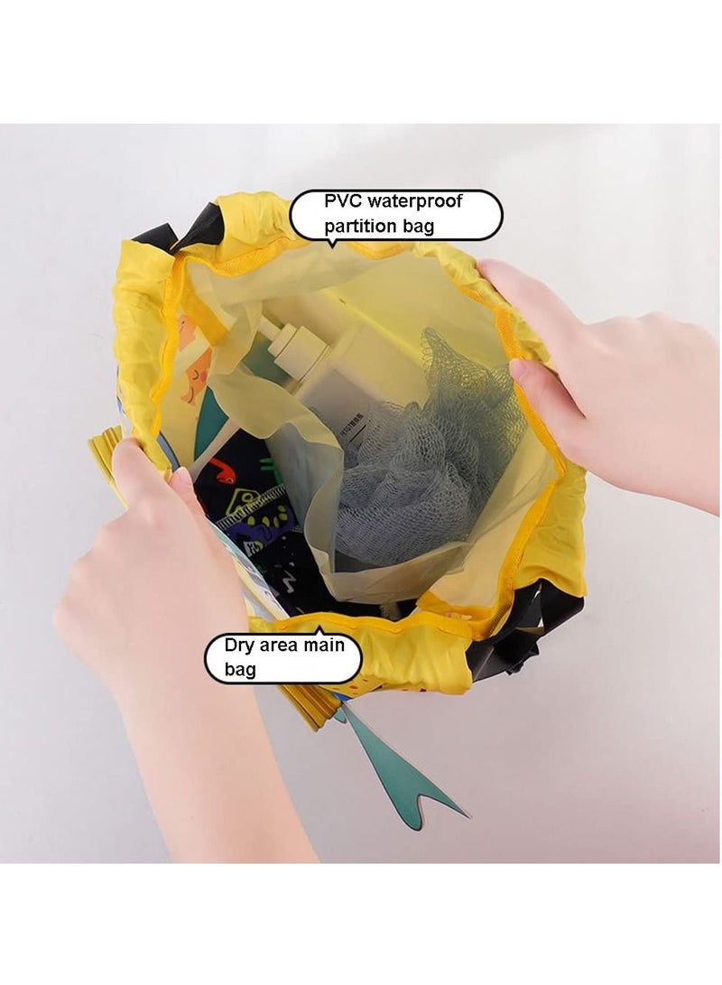 NIBEMINENT Drawstring Swim Bag for Kids, Children's Waterproof Swimming Backpack, Dry Wet Separation Sport Gym Bags Backpack Storage Travel  - Image 3