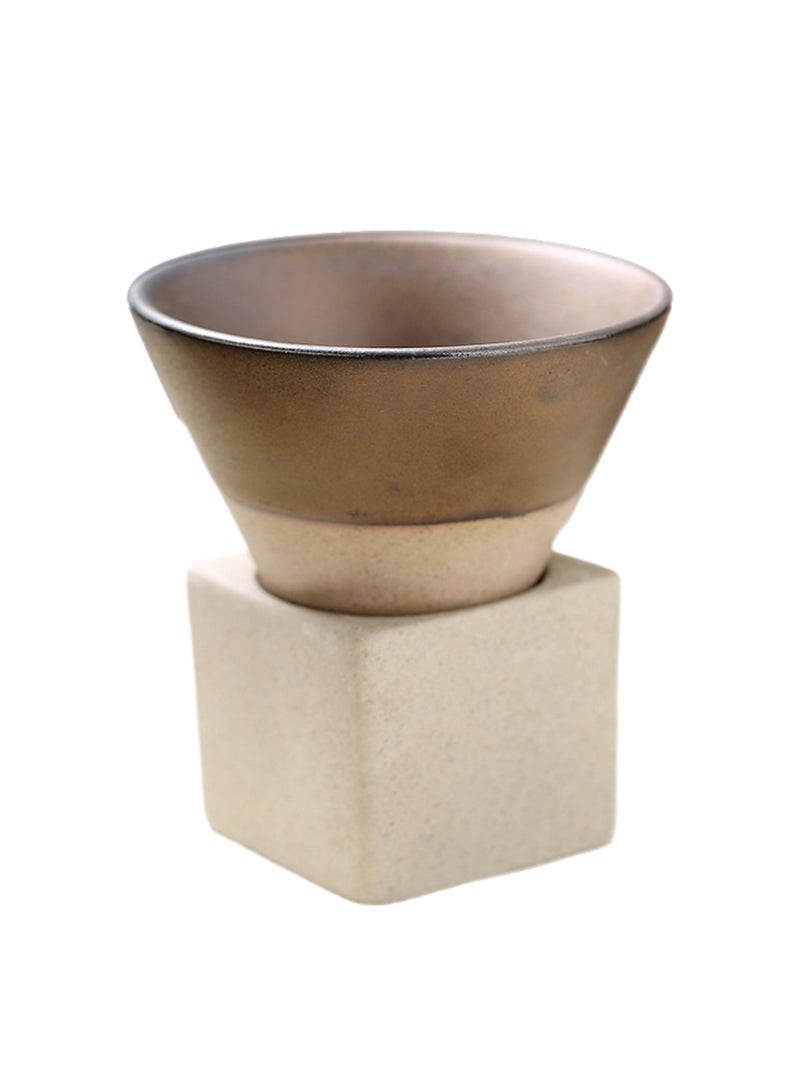 Tea Cups for Cooking Around The Stove, Japanese Stoneware Tea Cups, Cross-Border Hot-Selling Ceramic Mugs, Retro Water Cups, Cone-Shaped Coffee Cups (100ml-Bronze) - Image 1