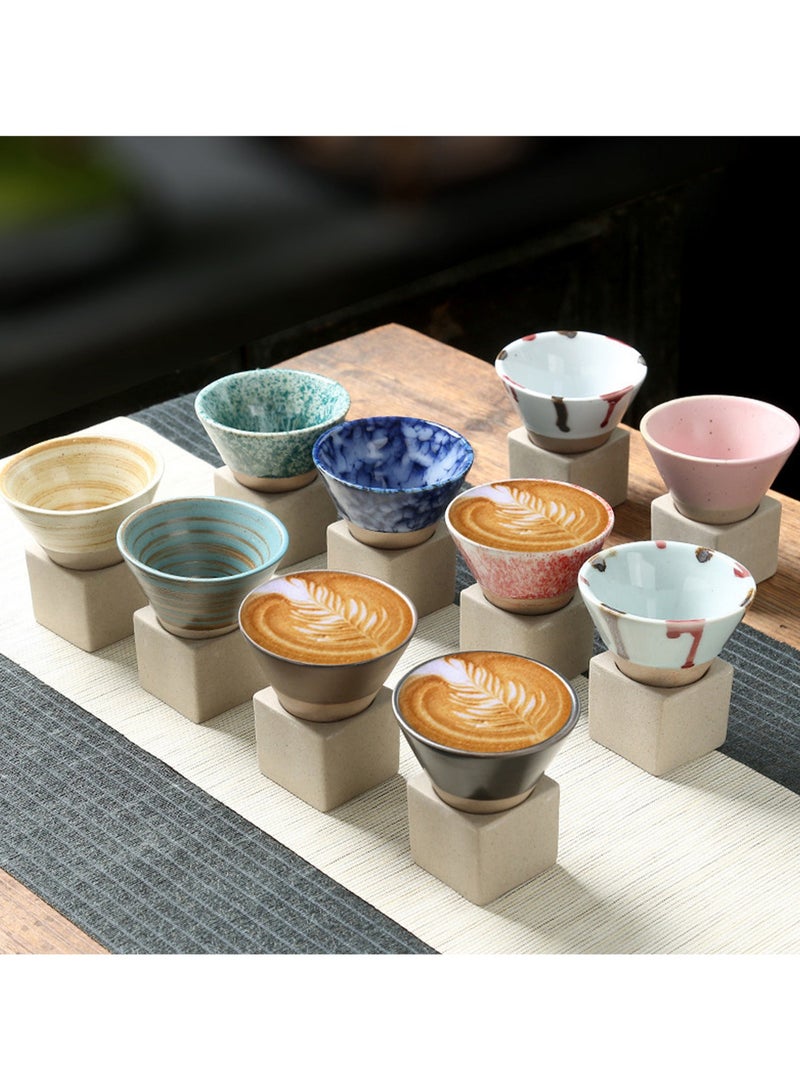 Tea Cups for Cooking Around The Stove, Japanese Stoneware Tea Cups, Cross-Border Hot-Selling Ceramic Mugs, Retro Water Cups, Cone-Shaped Coffee Cups (100ml-Bronze) - Image 2