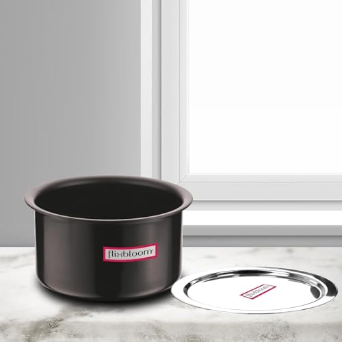 FLIXBLOOM Aluminium Magistral Black Combo 3 Litre + 4 Litre Tope Sets Hard Anodised Induction Base/LPG Friendly Cookware Deep Utensil Tope/Container/Patila/Bhagona for Cooking & Serving with Lid - Image 5
