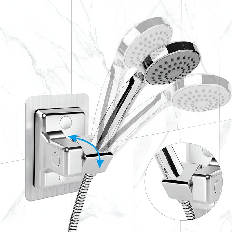Rotating Shower Holder - Adjustable 360 Degree Wall Mount with Strong Double-Faced Adhesive for Secure Modern Bathroom Organization and Elegant Space-Saving Convenience - Image 3