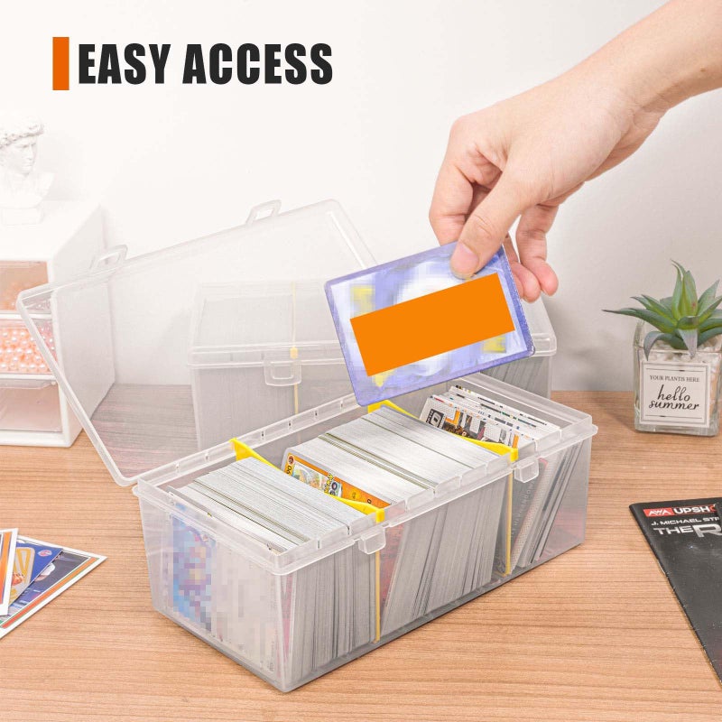 tutata 400 Count Plastic Trading Card Storage Box with Dividers, Baseball Card Storage Box, Sports Cards Holder Organizer - 1 PACK - Image 4