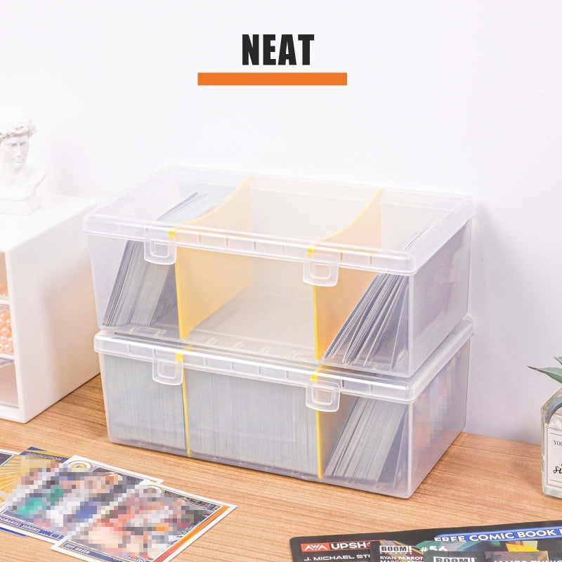 tutata 400 Count Plastic Trading Card Storage Box with Dividers, Baseball Card Storage Box, Sports Cards Holder Organizer - 1 PACK - Image 5