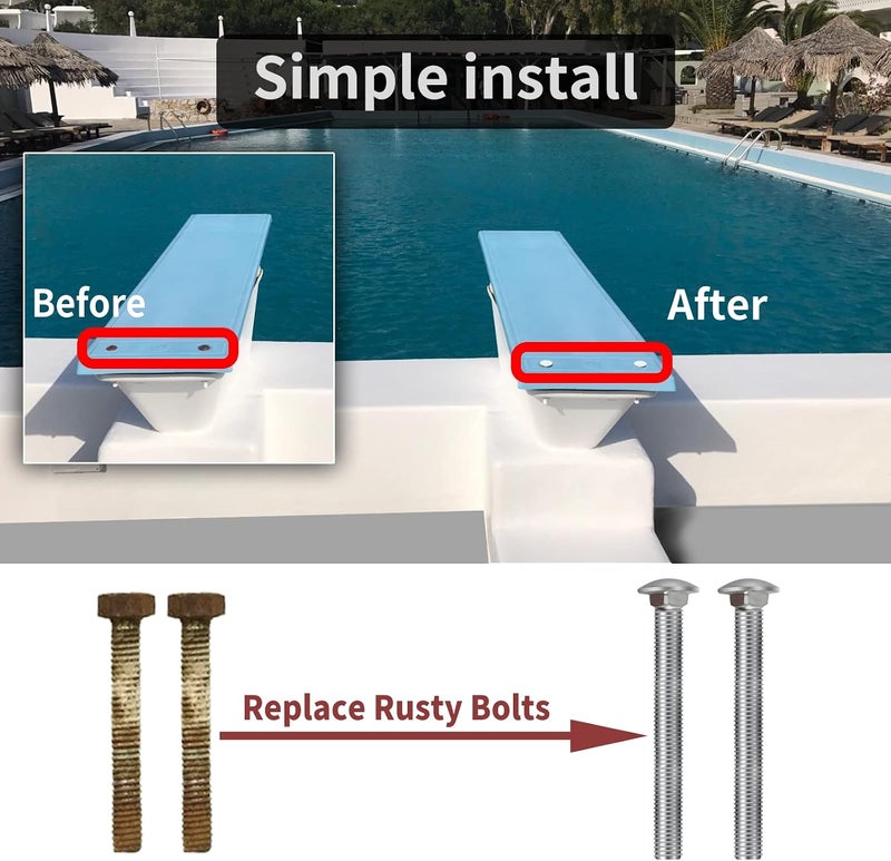 Vsttar 67-209-911-SS Mounting Kit for Pool Diving Board Replacement for Two Hole Residential Diving Board, Fit for 67-209-911-SS Residential Diving Board Mounting Kit, White - Image 5