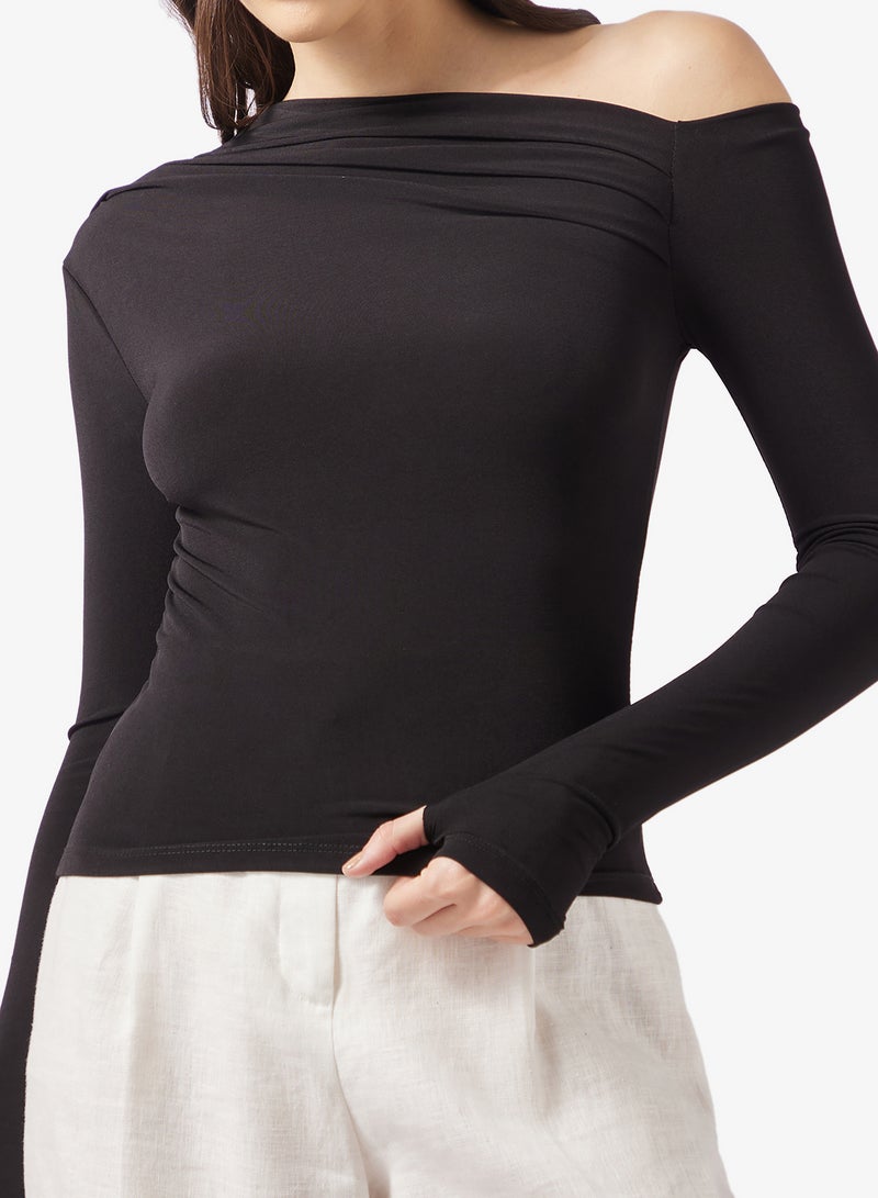 ايلا بلوزة بياقة غير متماثلة - Image 3