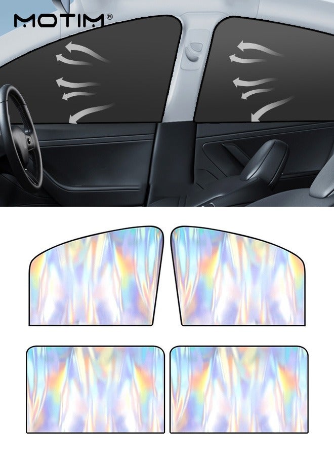 Motim 4 Pcs Car Side Window Sun Shades, Magnetic Sunshades Privacy Curtains for Car Windows for Kids, Laser Blocks UV Rays, Light Protection for Breastfeeding, Taking a nap, Changing Clothes - Image 1