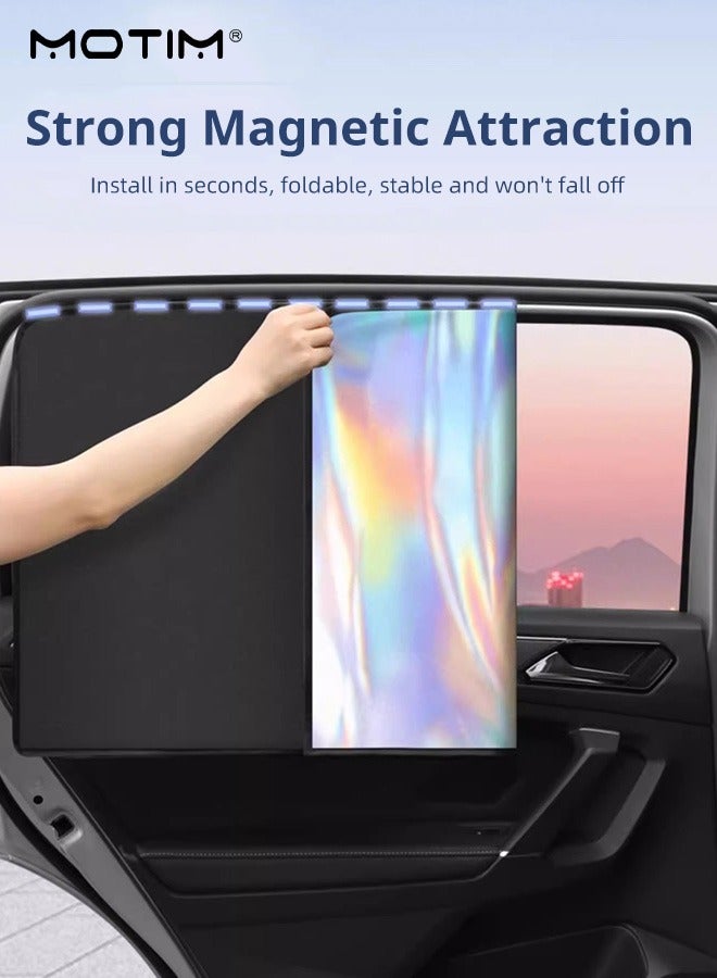 Motim 4 Pcs Car Side Window Sun Shades, Magnetic Sunshades Privacy Curtains for Car Windows for Kids, Laser Blocks UV Rays, Light Protection for Breastfeeding, Taking a nap, Changing Clothes - Image 4