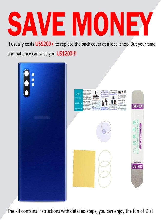UooFide Compatible for Samsung Galaxy Note 10 Plus Back Cover Glass Replacement 6.8-Inches SM-N975U All Carriers with Installation Manual + Repair Tool Kit (Aura Blue) - Image 5