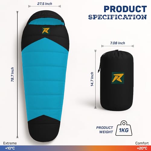 Rocksport Camplite +10°C to +20°C Mummy Shape Sleeping Bag for Camping, Hiking, Indoor & Outdoor, Warm Sleep Bag l Free Adventure Pass - Image 3