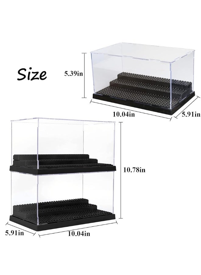 WMM Minifigure Display Case for Action Figures Blocks, Dustproof Acrylic Display Box Storage with 3 Movable Steps for Collection Models Minifigures, Bricks Blocks Toys - Image 2