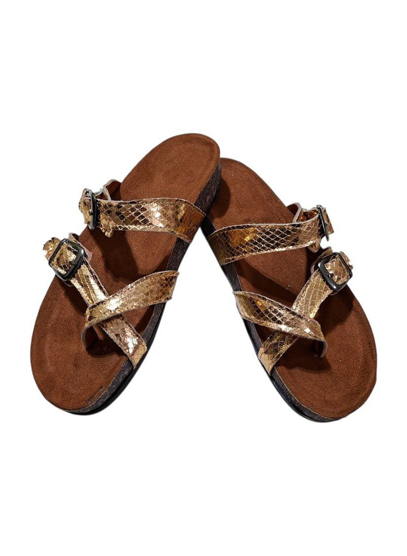 Karisma Cork And Latex Suede Lining Footbed, Soled Slippers, Mayari Snake Print Model - Image 1