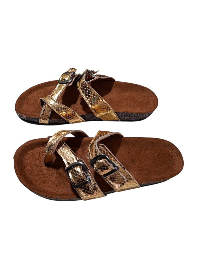 Karisma Cork And Latex Suede Lining Footbed, Soled Slippers, Mayari Snake Print Model - Image 2