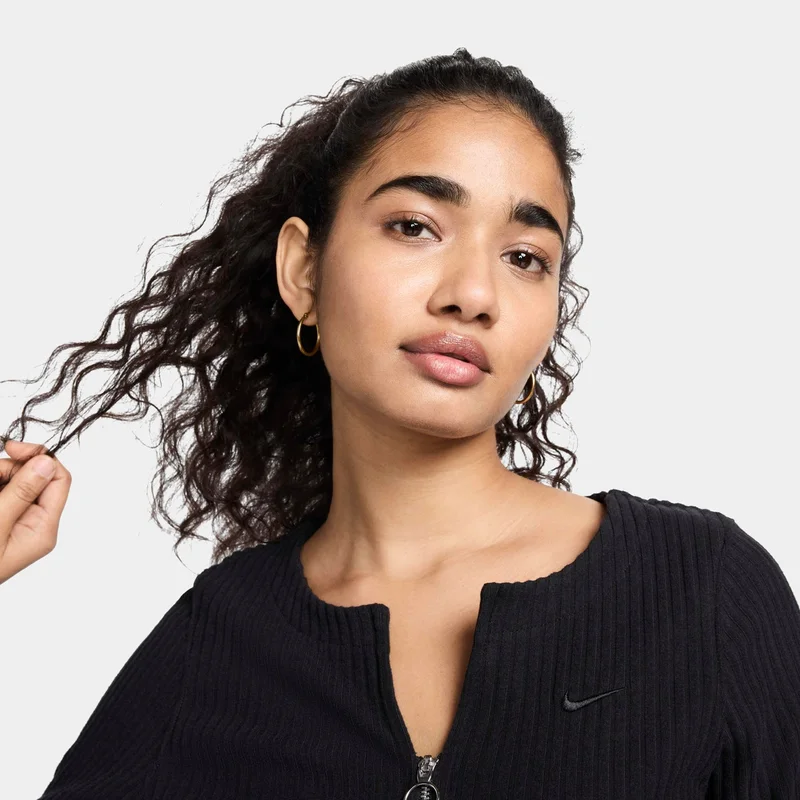 Nike Black Women's Sportswear Chill Full-Zip Cardigan for Women | Best Price UAE