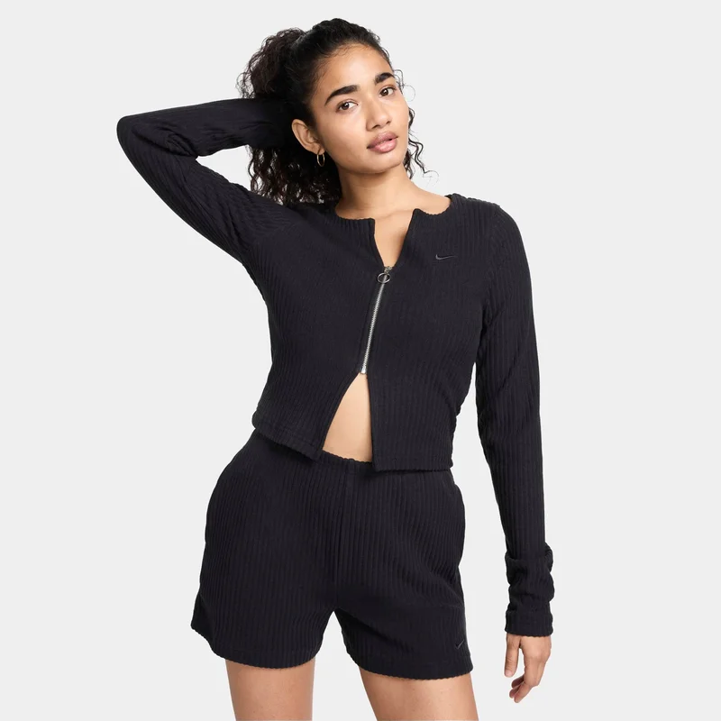 Nike Black Women's Sportswear Chill Full-Zip Cardigan for Women | Best Price UAE