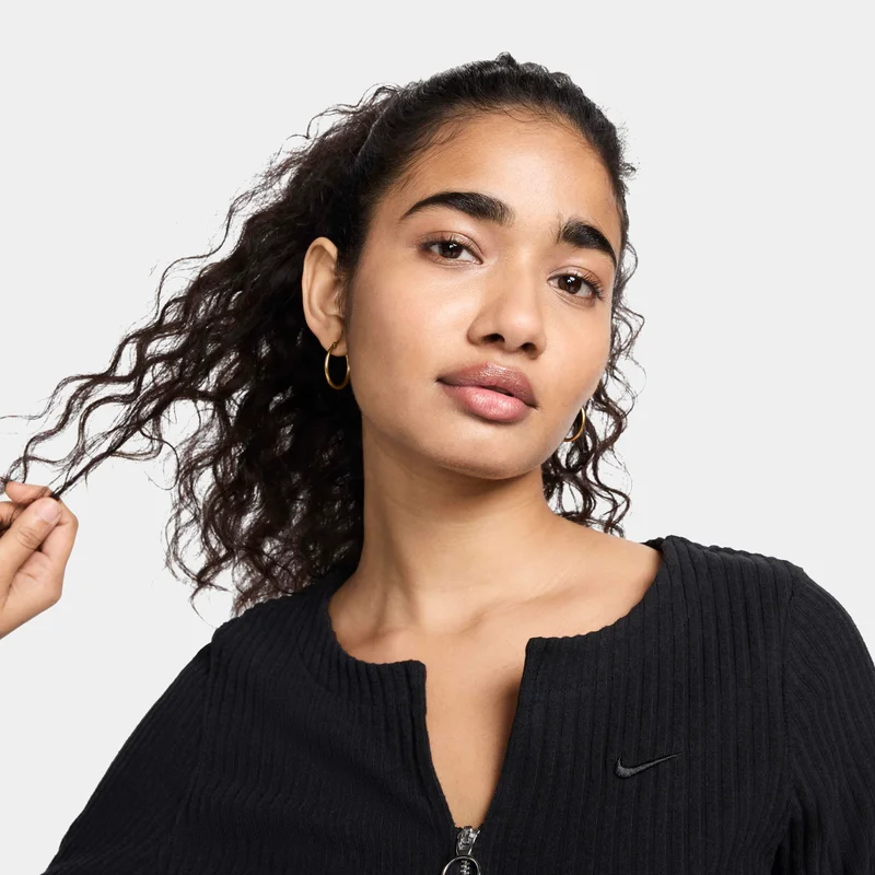Nike Black Women's Sportswear Chill Full-Zip Cardigan for Women | Best Price UAE
