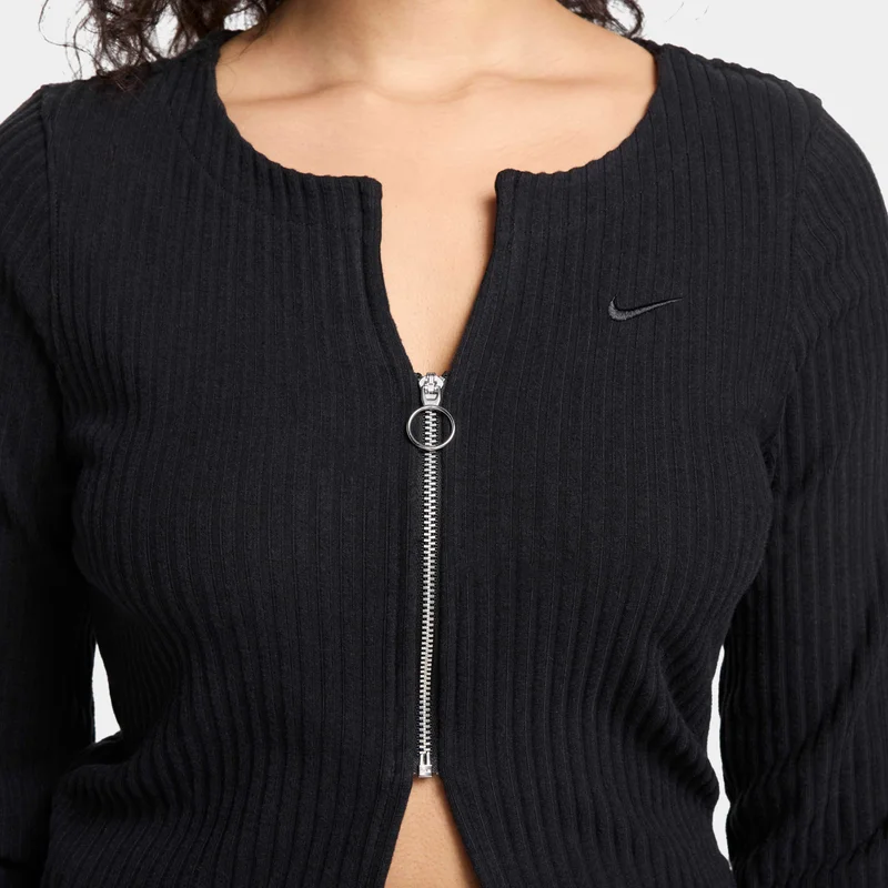 Nike Black Women's Sportswear Chill Full-Zip Cardigan for Women | Best Price UAE
