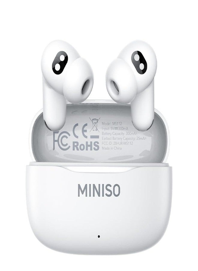 ميني سو سماعات أذن MINISO MS112 بتقنية الذكاء الاصطناعي للترجمة الفورية، تدعم 135 لغة، مزودة بمستشعر لمعدل ضربات القلب، تدعم اللغتين الإنجليزية والإسبانية، سماعات بلوتوث 4 في 1 للترجمة، مثالية للسفر، لون أبيض - Image 1