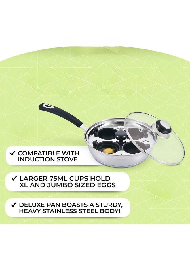 Egg Poacher - Poached Egg Maker, Stainless Steel Egg Poaching Pan, Poached Eggs Cooker Food Grade Safe with Spatula(Size:4CUP) - Image 5