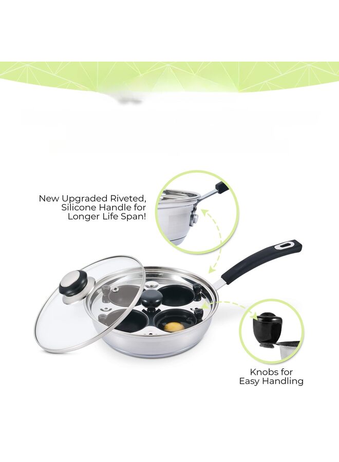 Egg Poacher - Poached Egg Maker, Stainless Steel Egg Poaching Pan, Poached Eggs Cooker Food Grade Safe with Spatula(Size:4CUP) - Image 2