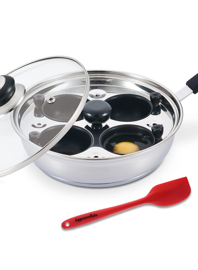 Egg Poacher - Poached Egg Maker, Stainless Steel Egg Poaching Pan, Poached Eggs Cooker Food Grade Safe with Spatula(Size:4CUP) - Image 1