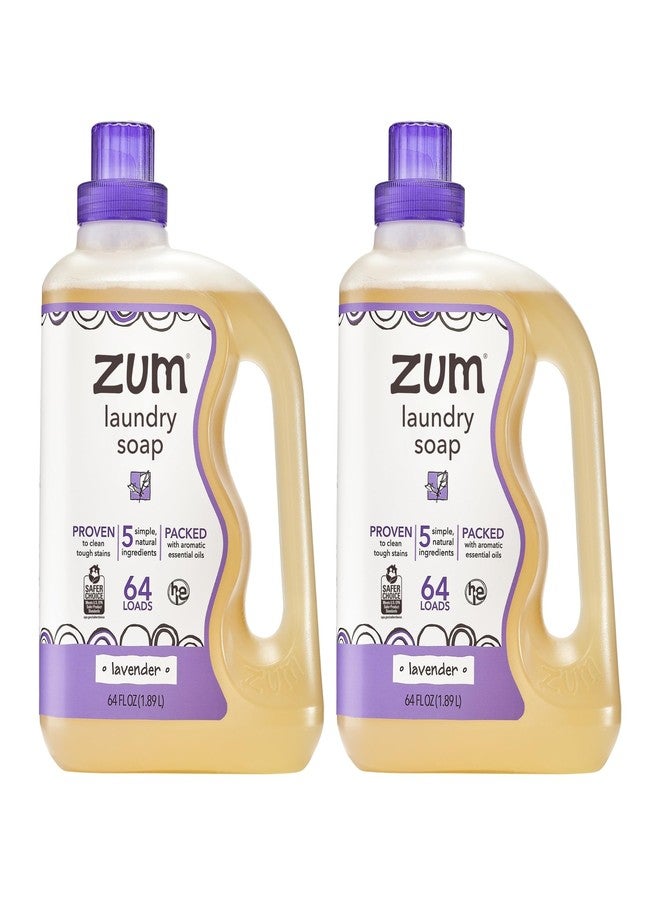 ZUM Indigo Wild Zum Clean Laundry Soap - Plant-Based Liquid Laundry Soap - Contains Baking Soda, Essential Oils & Saponified Coconut Oil - Lavender Scent - 64 fl oz (2 Pack) - Image 1