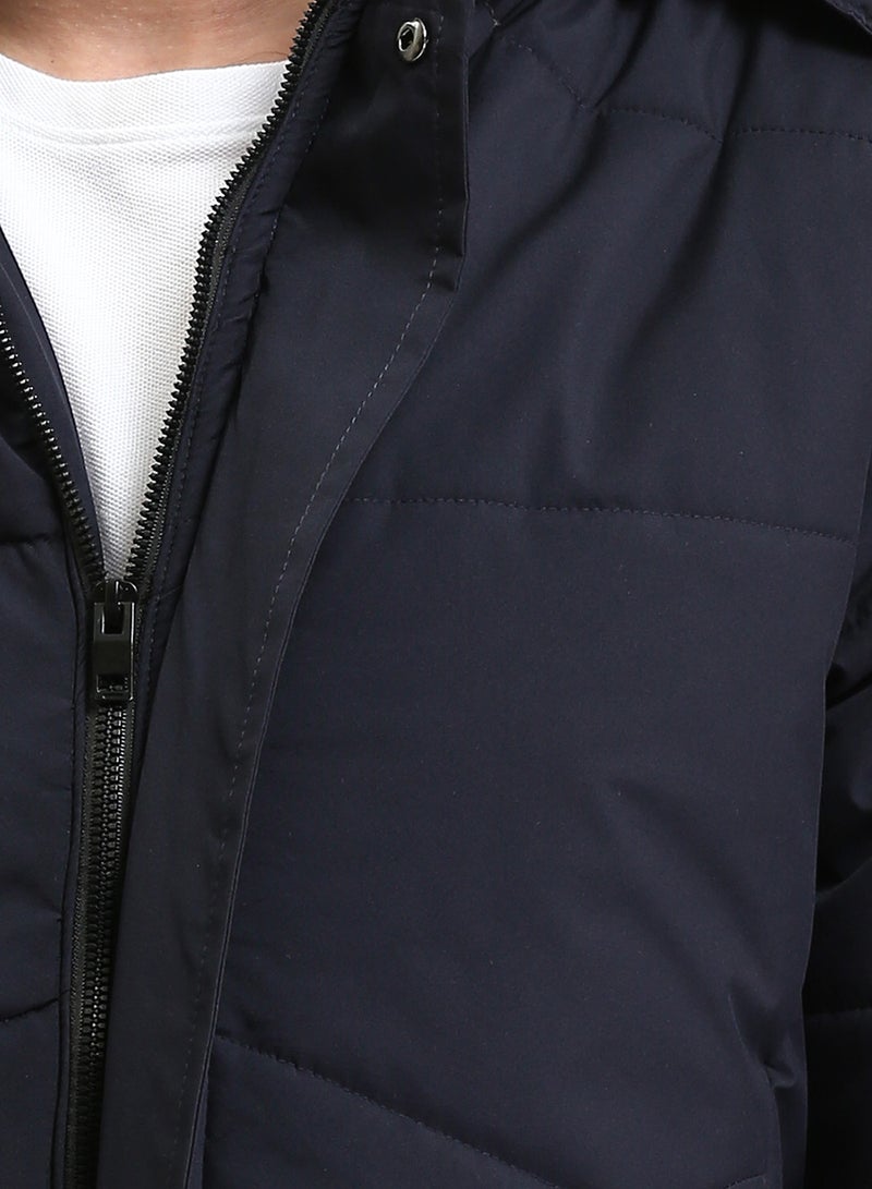 RAVIN Men Casual Solid Jacket With Zipped Pockets Dark Navy Blue - Image 3