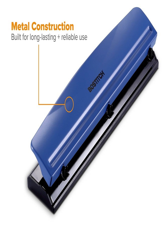 Bostitch Office Premium 3 Hole Punch, 12 Sheet Capacity, Metal, Rubber Base, Easy-Clean Tray, Silver - Image 3