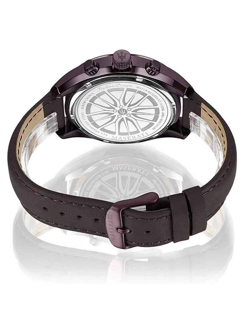 Maserati ساعة كوارتز تناظرية للرجال بسوار بني R8871612008 - 45 مم - Image 4